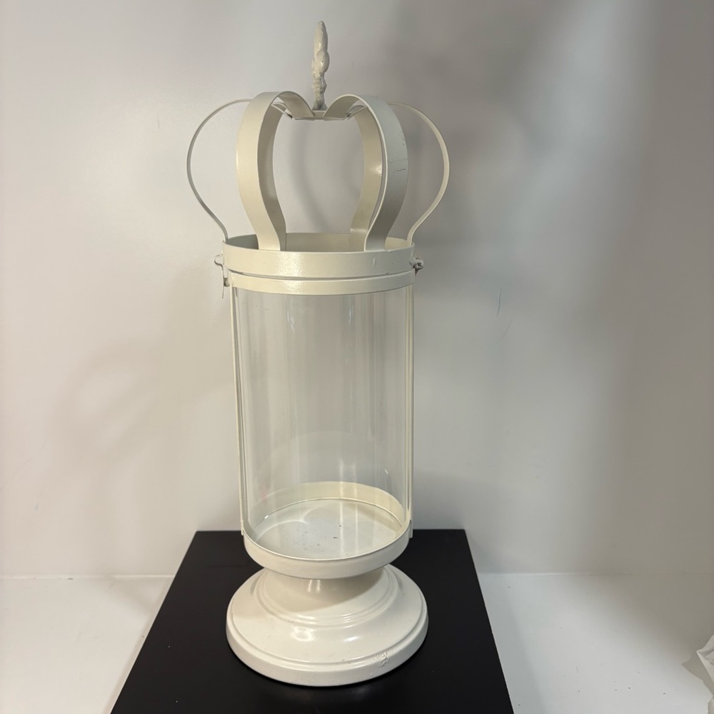 Elegant Cream Crown Lantern Candle Holder